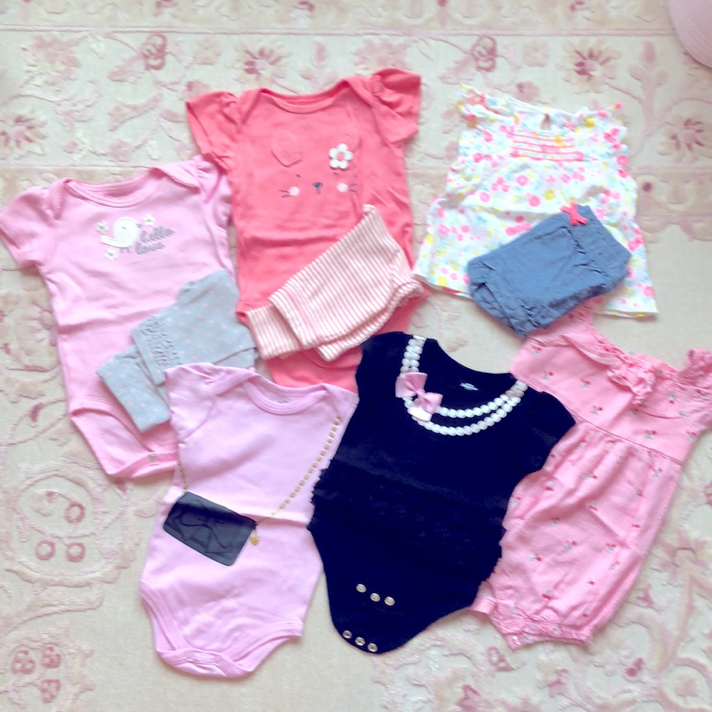 Baby Girls Pink and Black Matching Bundle Set 6-9 months